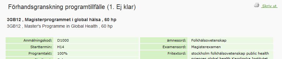 5. Arbeta med programtillfälle När du påbörjar ditt arbete är programtillfällets flikar i normalfallet redan ifyllda.