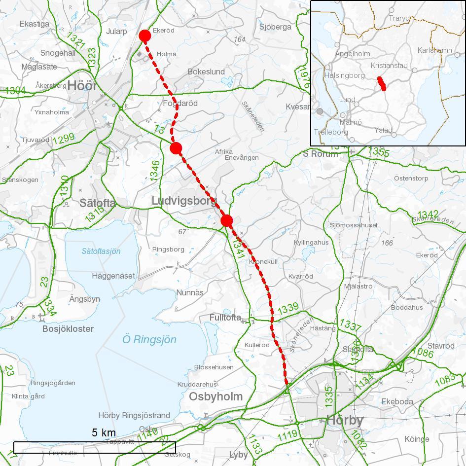 Rv 23 Ö Höör / Höör - Hörby, VSK047 1. Beskrivning av åtgärden Nuläge och brister: Rv 23 och 13 är mycket viktiga regionala vägar.