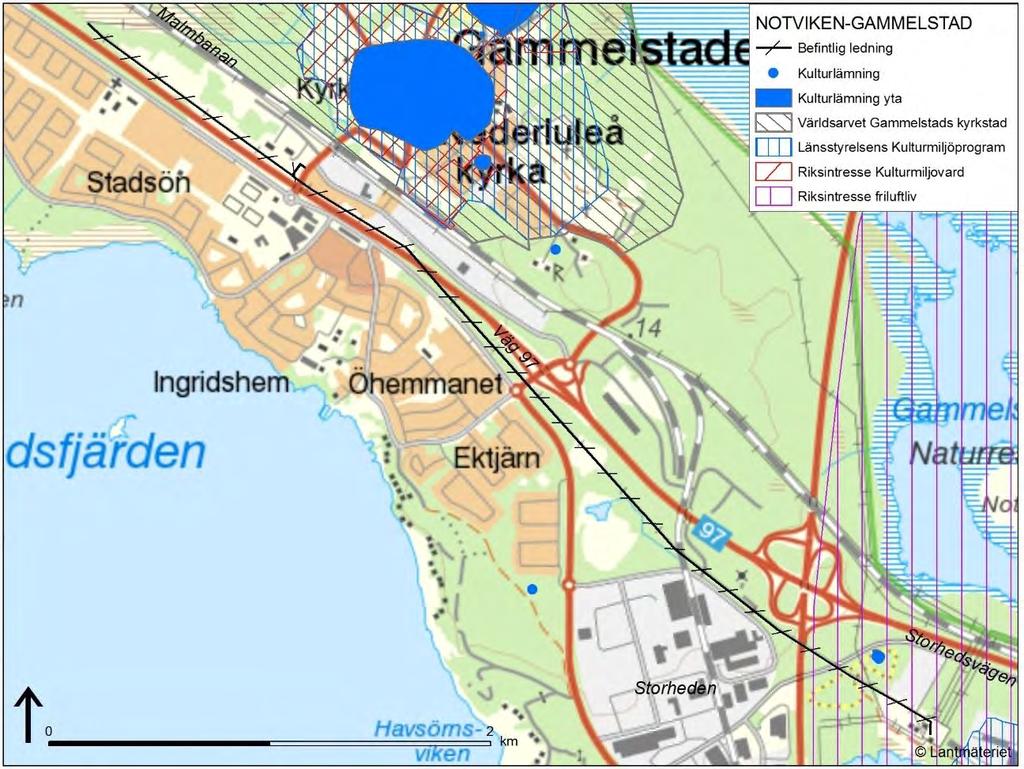 6.5 Kulturmiljö Hela Gammelstad kyrkby är ett Världsarv och av riksintresse kulturmiljövård enligt 3 kap 6 miljöbalken, se figur 8.