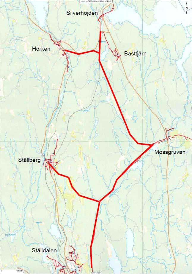 3) Ledningen mellan Ställdalen och Silverhöjden.