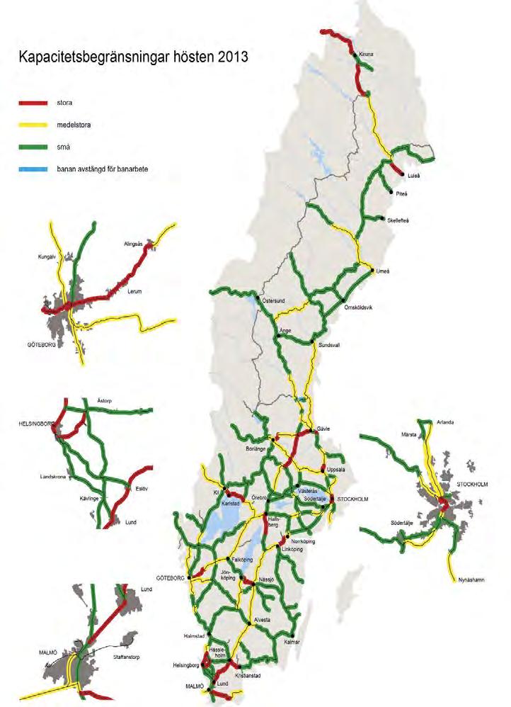 En följd av mycket högt kapacitetsutnyttjande är att risken för störningar i trafiken ökar.