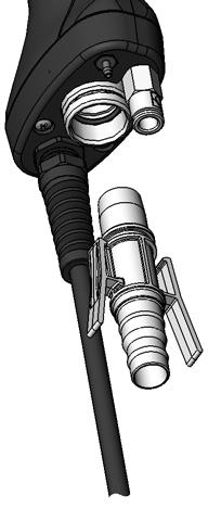 Systeminställningar 2-9 Anslutning av spraypistolens pulverslang Se bild 2-10.