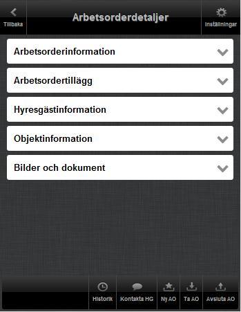 Arbetsorderdetaljer I denna vy presenteras en detaljerad beskrivning av en arbetsorder.