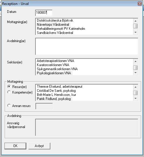 12. Du får nu upp en receptionslista för dagensbesök.