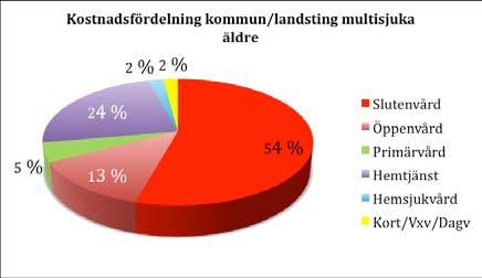 Diagrammet ovan visar kostnadsfördelning för de 42 patienter som granskats i den nämnda studien.de största kostnaderna ligger inom sluten och öppen specialistvård.