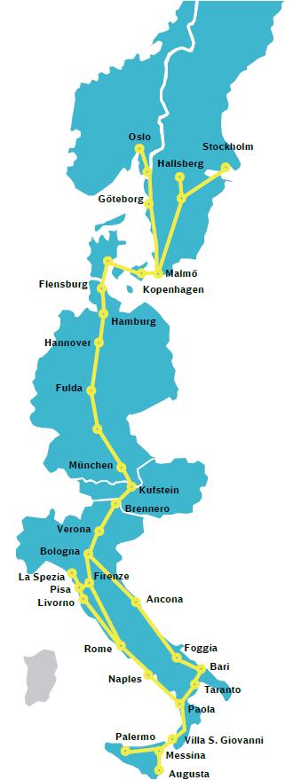 Järnvägsgodskorridoren (Rail Freight Corridor) Skandinavien-Medelhavet EU-förordning (EU) 913/2010 Etablering av 9