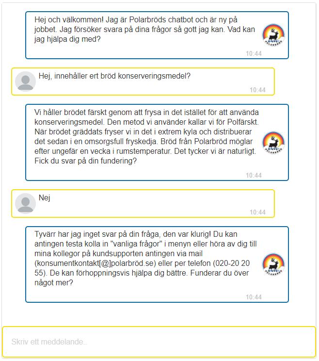 Ett misslyckat scenario för kunden, där den anser sig inte få svar på sin fråga, men