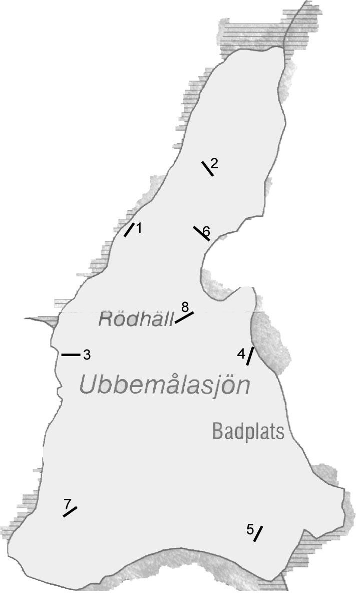 Nätläggningskarta 1: 5 Tabell 25. Fångst och djupzonsplacering för varje enskilt bottennät.