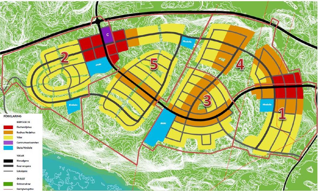 3.3.6 Kristineberg 1-5 I området planeras ca 1800 bostäder i blandad bebyggelse. Området utvecklas i 5 etapper.