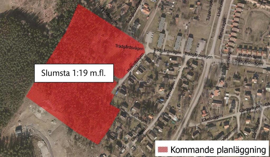 3.4.6 Slumsta 1:19 m.fl. Fastigheterna Slumsta 1:16, 1:19, 1:21 och 1:30 bedöms kunna inrymma ca 50 småhus i grupp.