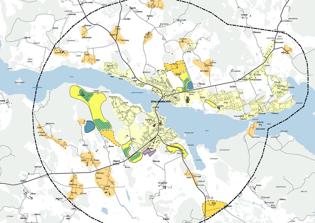 att tätrten ska vara sammanhängande ch tätt bebyggt med krta avstånd till service ch andra målpunkter. Det är särskilt viktigt att gång- ch cykelnätet är väl utbyggt.