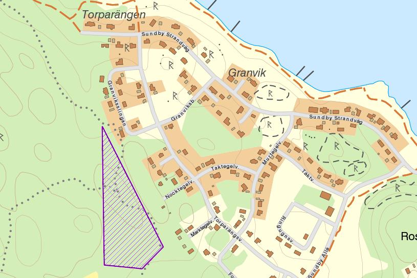 strax väster m tätrten på fastlandssidan. Lkaliseringen av bitpskyddsmrådet visas i Figur 16. Figur 16. Bitpskyddsmråde strax väster m tätrten på fastlandssidan.