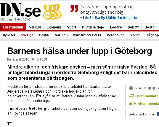 Dagens Nyheter Genomslag: Notis i Dagens Nyheter.