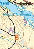 3.2.4 Nedre Trollselet Nedre (7327836-1658741) Figur 4 visar elfiskelokalen Nedre Trollselet Nedre lokal i Sörgren, Piteälven 2007-08-20 nerifrån och på kartan markerat