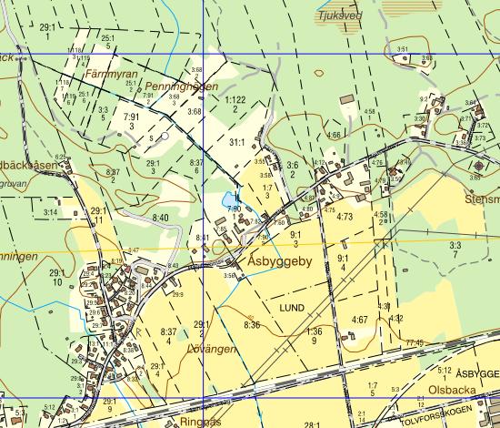 Fastighetsindelning i flera tjänster Kartutskrift Karta i skala 1:10 000 eller i skala 1:50 000 Skriv ut i format