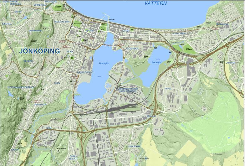 4.2 Kommunkarta Kommunkartan innehåller bostadsområden, industriområden, grönområden, sjöar och vattendrag, vägar, järnvägar, byggnader och gatunamn m.m. Kartan används som underlag för översiktlig planering, för turistinformation, som tryckt kartprodukt och i webbapplikationer.