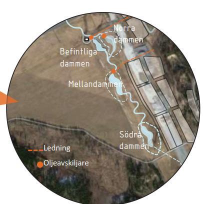 Figur 3. Planerade dagvattendammar inom området. Källa: Utredning dagvattendamm Riksten, Tyréns.