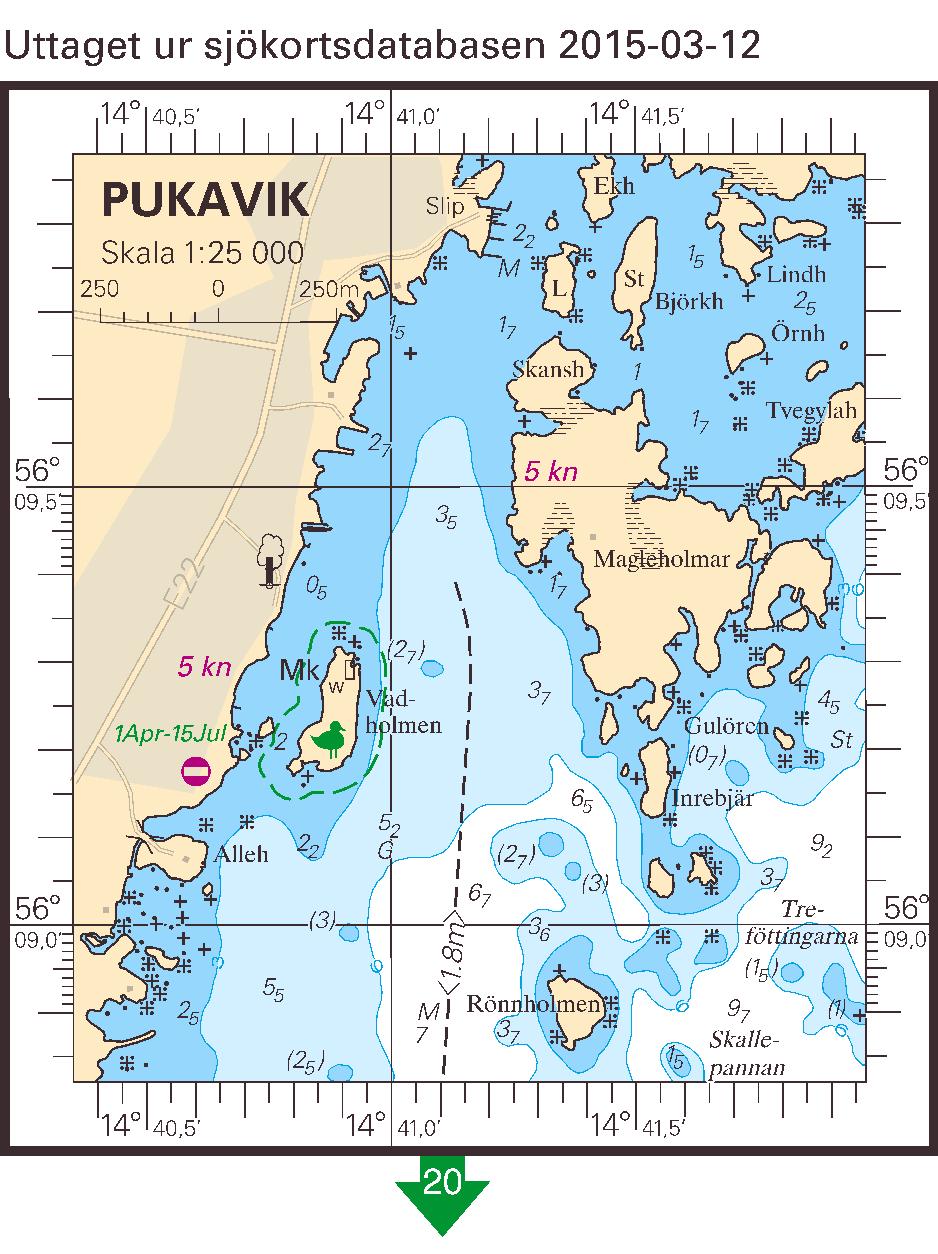 2015-03-19 12 Nr 538 Djupet i inloppet till Skillinge hamn ska ändras i enlighet med tabellen och sjökortsbilden.