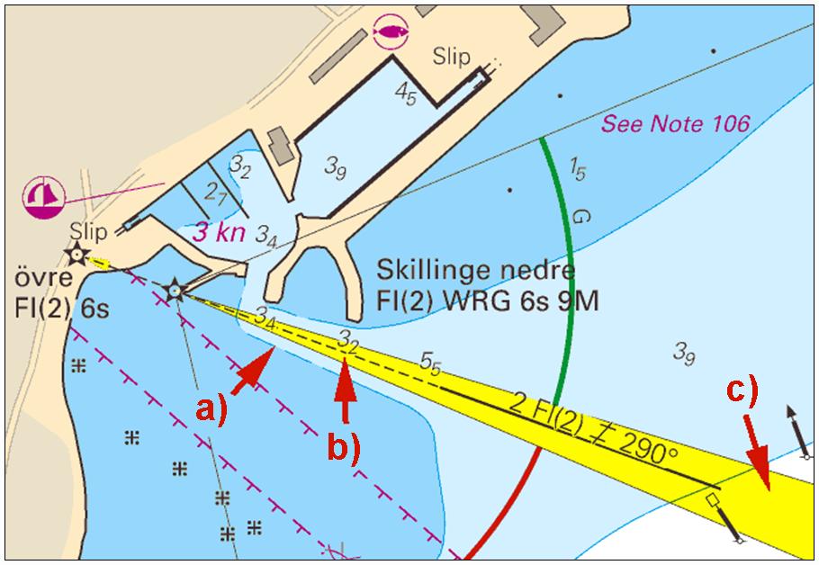 Södra Östersjön. Skillinge. Ändrade djup i hamninloppet.