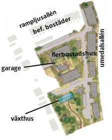 Sida 5 av 10 I öster, mot Umedalsallén, medges bostadshus upp till fem våningar ovan mark. Ovanpå garaget, centralt i området, medges bostadshus i fyra våningar.