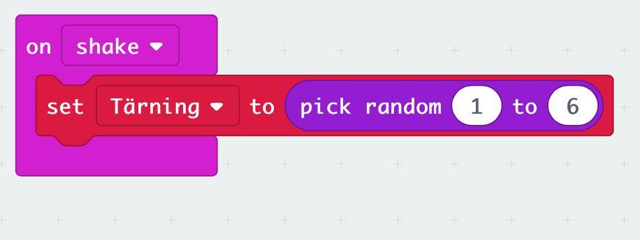 Därefter byter du ut 0:an mot variabeln tärning.