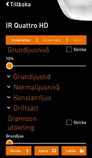 Ställ in sensorn funktioner Grundljusnivå Ställ in nivån på grundljuset, det kan ställas in i på 10%, 20%, 30%, 40% eller 50% av fullt ljus.