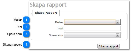 Skapa rapport Mallar Välj i listan Titel Skriv en titel på rapporten.