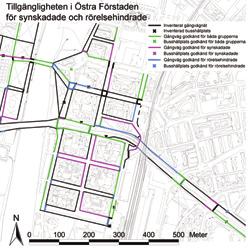 Östra Förstaden: I Östra förstaden är det endast ett fåtal trottoarer som inte kan ges en godkänd standard med hjälp av enkla