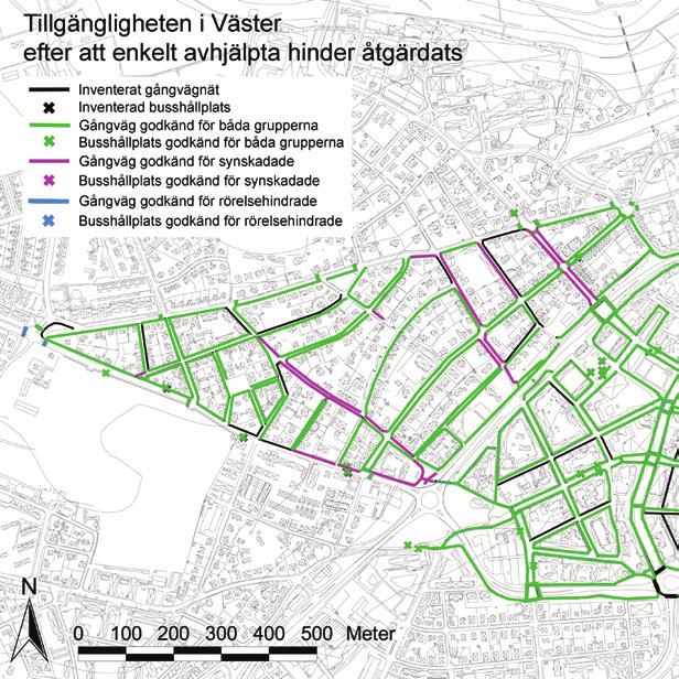 synskadade. Dock är vägen hårt trafikerad och trots att endast ett körfält i vardera riktningen korsas bör övergångsställena regleras med ljud- och ljussignaler.