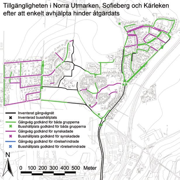 Norra Utmarken, Sofieberg och Kärleken I Norra Utmarken, Sofieberg och Kärleken är det svårt att uppnå samma standard som i de områden som redovisats ovan. Det beror på den kuperade terrängen.