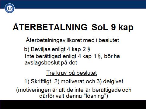 Om någon inte uppfyller villkoren i SoL 4 kap 1, men som beviljas bistånd ändå enligt SoL 4 kap 2 (exempelvis någon som haft inkomster att betala sin