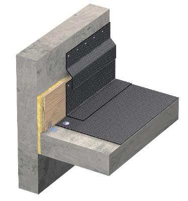 3 Rörelsefog vid vertikal Kappa av Mataki Elastofol, mekaniskt infäst i vägg cc 150 mm Sarg av plywood eller likvärdigt, höjd 200 300 mm Remsa av Mataki Elastofol,