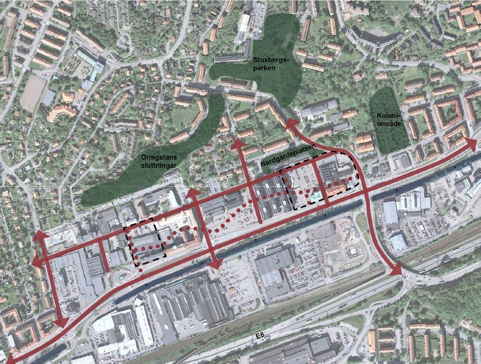 Områdets övergripande struktur Bebyggelsen i närområdet innehåller idag stora kontraster.