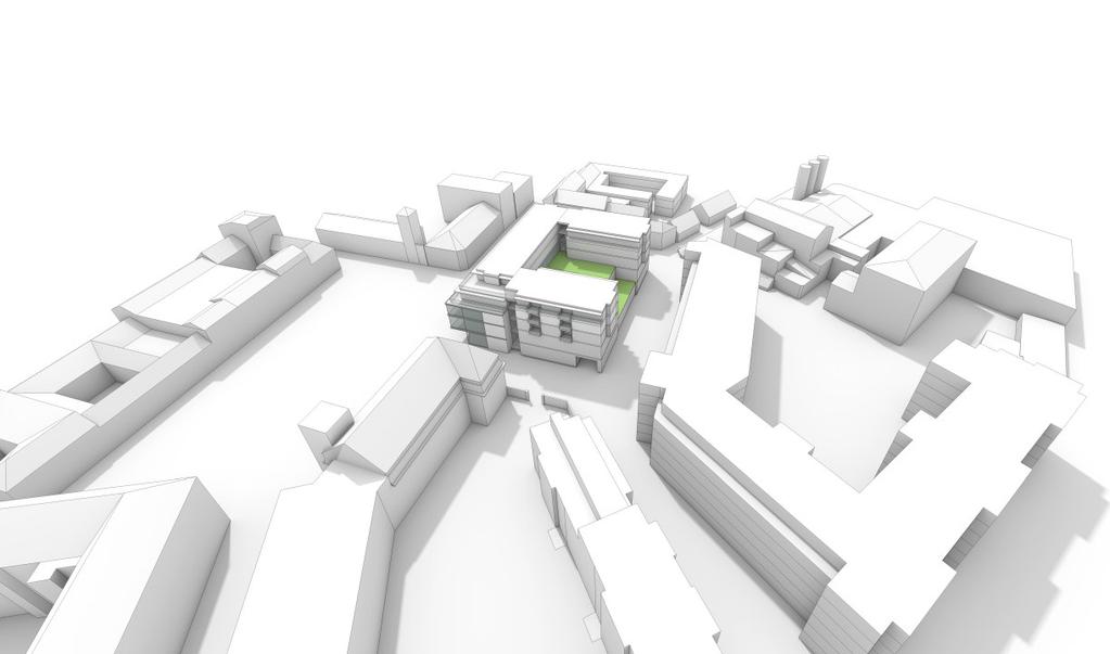 Användningen varierar mellan de olika våningsplanen enligt nedan: Del av byggnad mot torget: Plan 1 - Centrumändamål Plan 2 - Centrumändamål och kontor Plan 3 - Kontor Plan 4 & 5 - Bostäder Del av