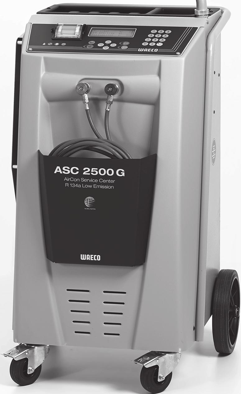 ASC2500G 9.5! Servicearbeten Byta vakuumpumpsolja VARNING! Stäng av AirConServiceCenter och dra ut stickkontakten innan höljet öppnas. 1.