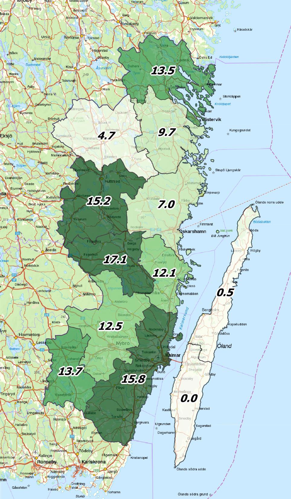 Avskjutning vildsvin Kalmar län 2017/2018 Vildsvinsavskjutningen har de senaste åren minskat men den gångna säsongen ökade avskjutningen något.