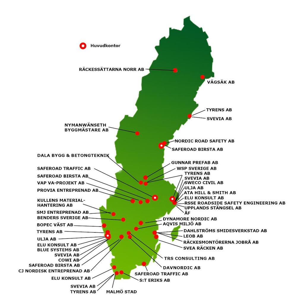 SVBRF täcker Sverige Medlemsföretagen är geografiskt väl