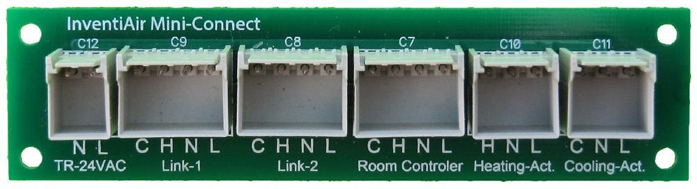 Kopplingskorten är försedda med 2 delade kontakter med hona och hane för en enkelt och fleibel inkoppling som bygger på Wago PicoMAX system och Mole RJ45 8pin system för standard CAT5 eller CAT 6