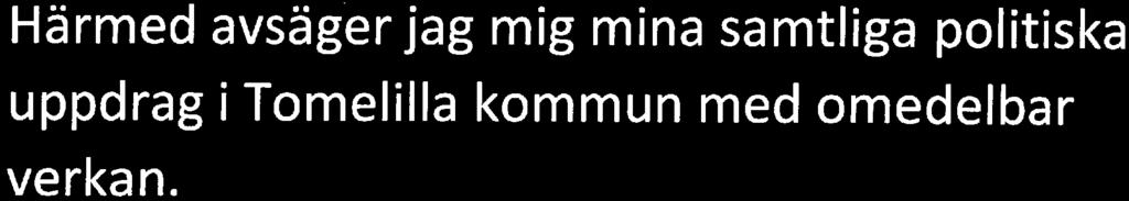 vsägelse TOMELILLA KOMMUN Kommunstyrelsen 2017-12-?