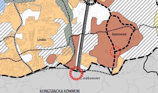 Området ingår i Södra Askim FÖP, där Lindåsmotet är utpekat som knutpunkt och ingår i planerat kollektivtrafikstråk mellan Kungsbacka och Göteborg (Rv158).
