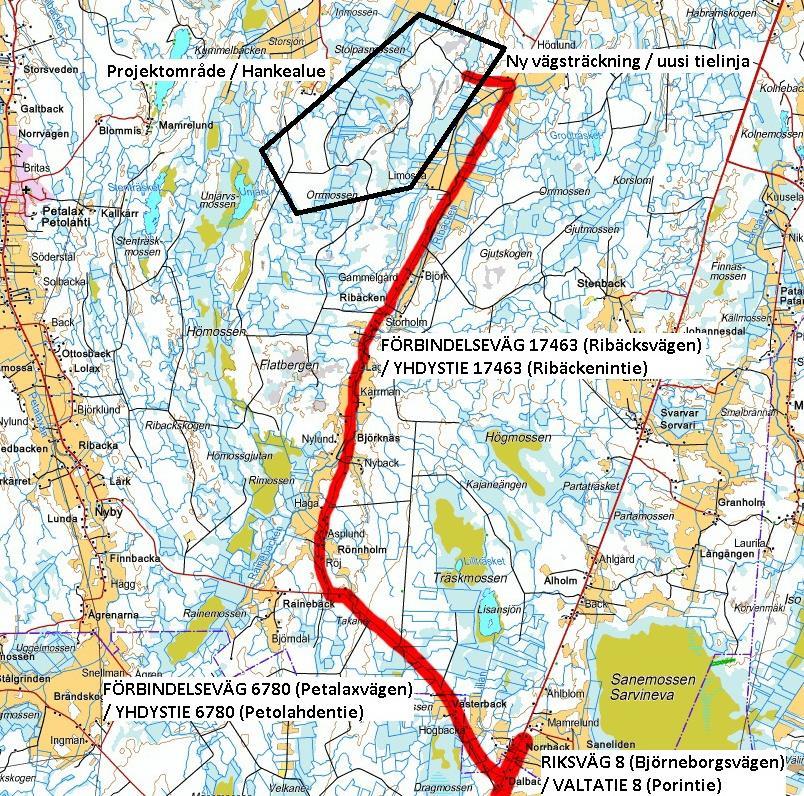 17463 (Ribäcksvägen) och därefter in på det skogsvägsnät som söderifrån leder till Hyndbränn Skogsväg. Bild 23.