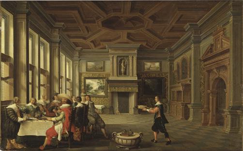 Deelen (1605 1671) Interiör med förnämt