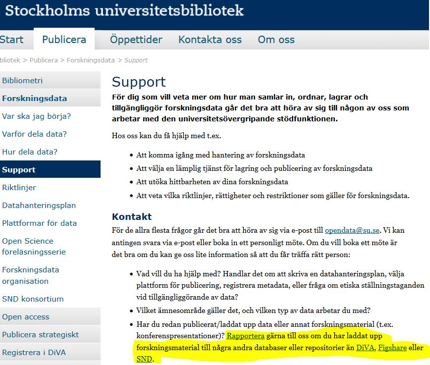 Rapportformulär för extern deponering av data Identifikator (URL, DOI, hdl) för enskilt dataset eller annat uppladdat material / Identifier (URL, DOI, hdl) of dataset or item uploaded: http://doi.