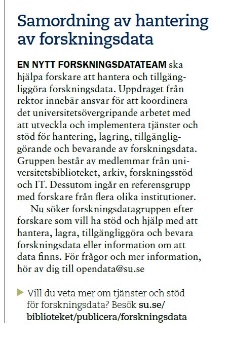 Forskningsdatateam Halvårsrapport för