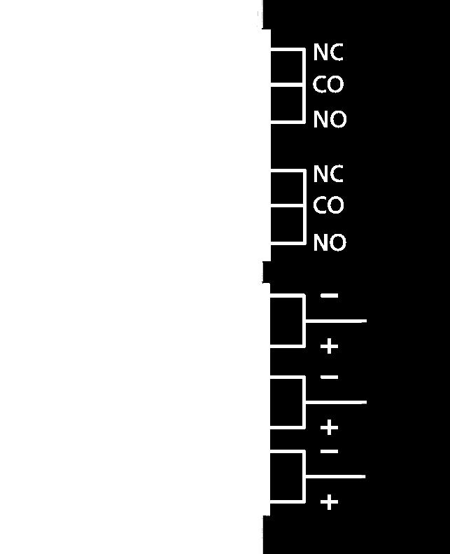 Gemensam säkring med Last 2 +. P2: 7-12 Larm: P2: 7-9 Nätavbrottslarm.