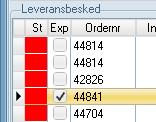 Radera markerade e-följesedlar- 1. Markera rutan Exp för de leveransbesked du vill ta bort.