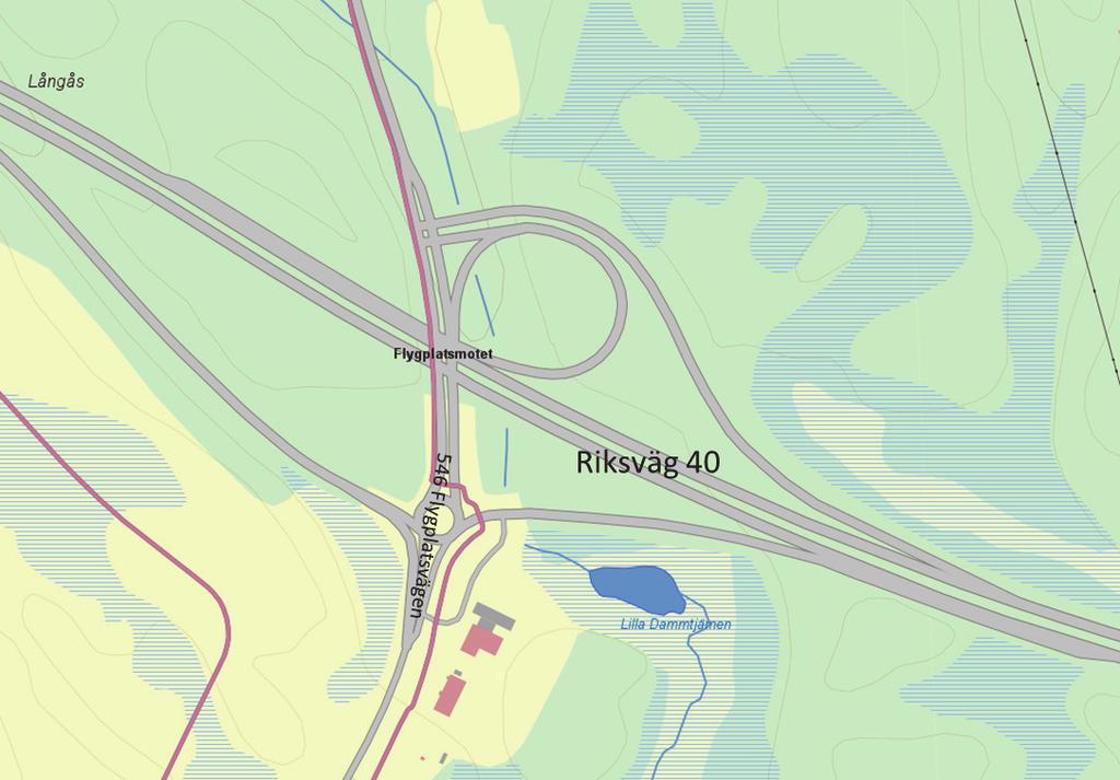 Flygplatsmotet Figur 12. Flygplatsmotet. Flygplatsmotet (mot 77) har av och påfarter till väg 546 (Flygplatsvägen).
