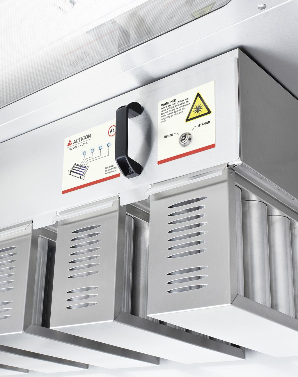 Montering och injustering UV SAFE UV SAFE är vårt patenterade filtreringssystem för eliminering av fett och reducering av lukt från storkök. Systemet uppfyller högsta tänkbara säkerhetskrav.