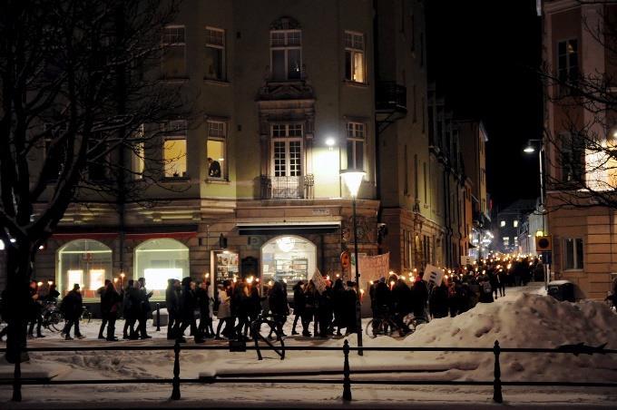 Deltagare i självförsvarspasset på Kulturnatten Vi har på förfrågan haft tjejgrupper.