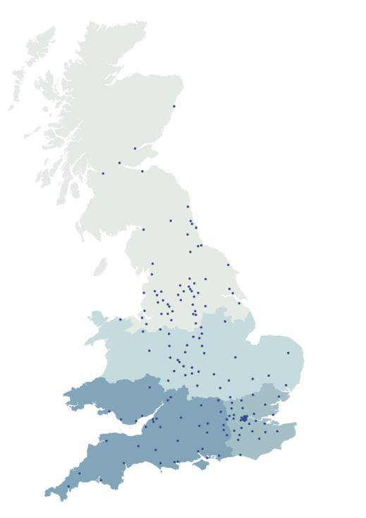 Kontorsrörelsen i Storbritannien Intäkts- och kostnadstrend i Storbritannien m GBP 90 80 70 60 50 Intäkter: CAGR: 41% 40 30 20 10 Kostnader: CAGR: 27% 0 Kv1 09 Kv2 09 Kv3 09 Kv4 09 Kv1